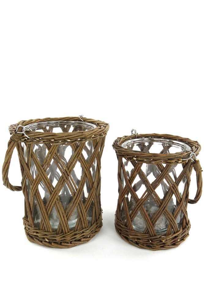 Vagabond Vintage Thick Glass and Wicker Vase with Handle | Modishstore | Vases-5