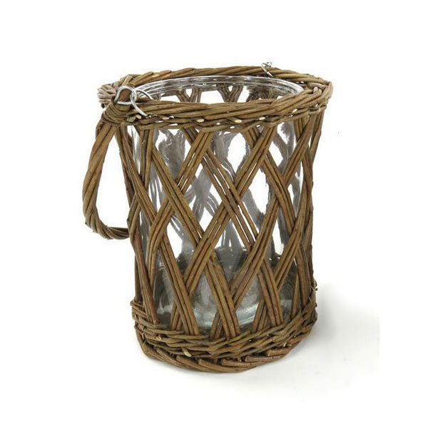 Vagabond Vintage Thick Glass and Wicker Vase with Handle | Modishstore | Vases-3