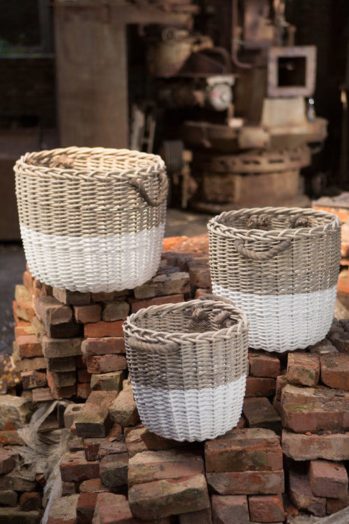 Vagabond Vintage Willow Round Oversized Basket - Set of 3 | Modishstore | Bins, Baskets & Buckets-2
