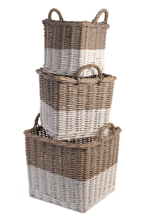 Vagabond Vintage Willow Square Basket Set of 3 | Modishstore | Bins, Baskets & Buckets-3