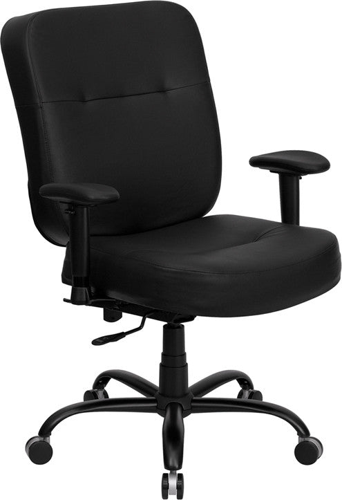 Flash Furniture Hercules Series Black Leather Executive Swivel Office Chair With Extra Wide Seat And Height Adjustable Arms | Office Chairs | Modishstore