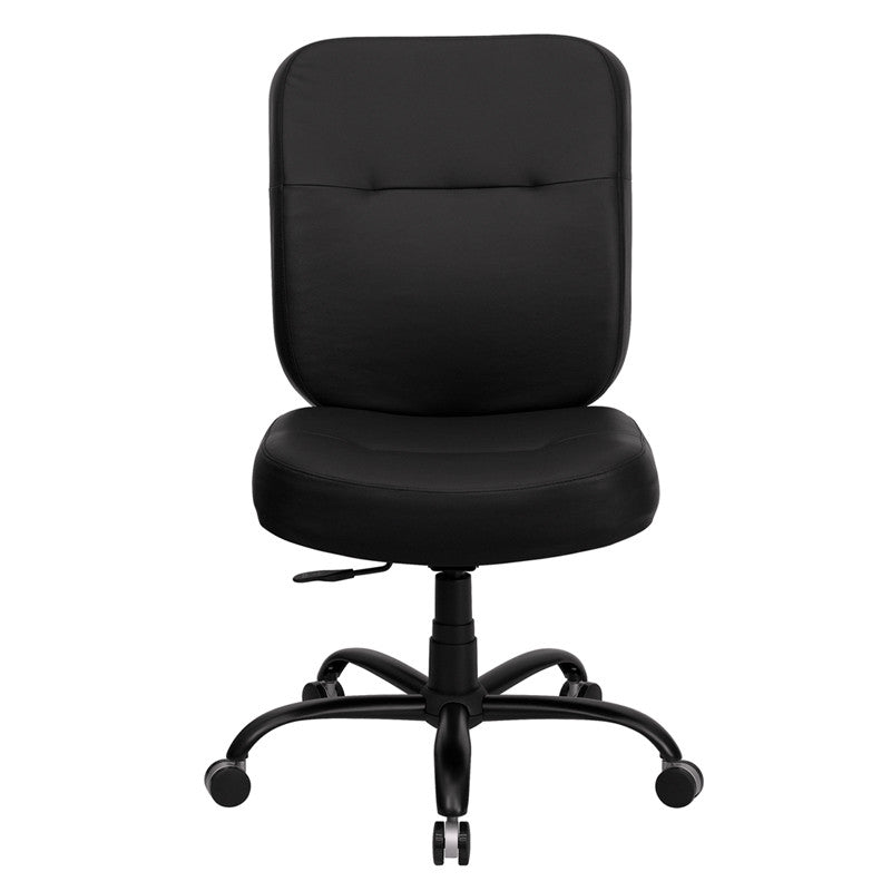 Flash Furniture WL-735SYG-BK-LEA-GG Hercules Series Black Leather Executive Swivel Office Chair With Extra Wide Seat | Office Chairs | Modishstore-2