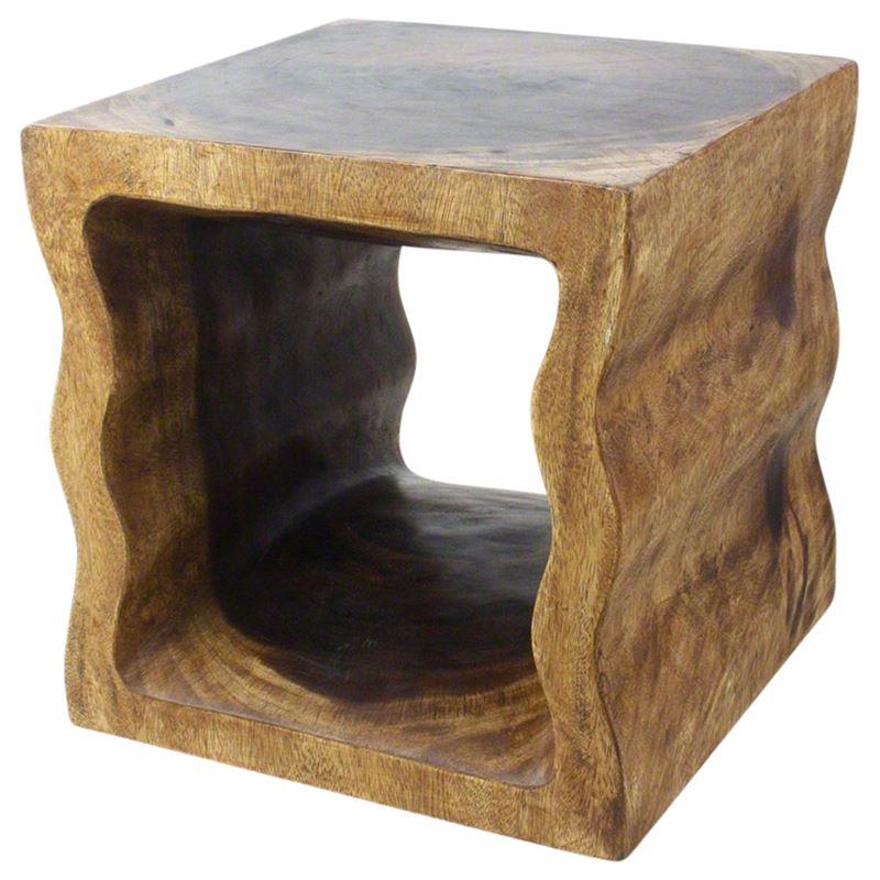 Haussmann Wavey Pierced Cube 18" Walnut | End Tables | Modishstore-4