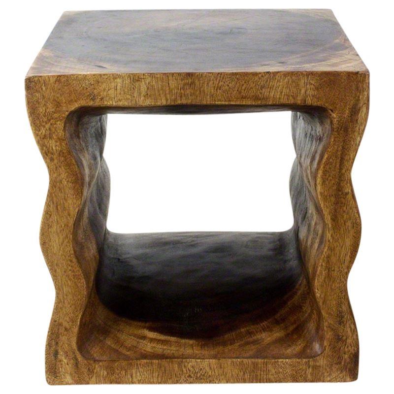 Haussmann Wavey Pierced Cube 18" Walnut | End Tables | Modishstore-2
