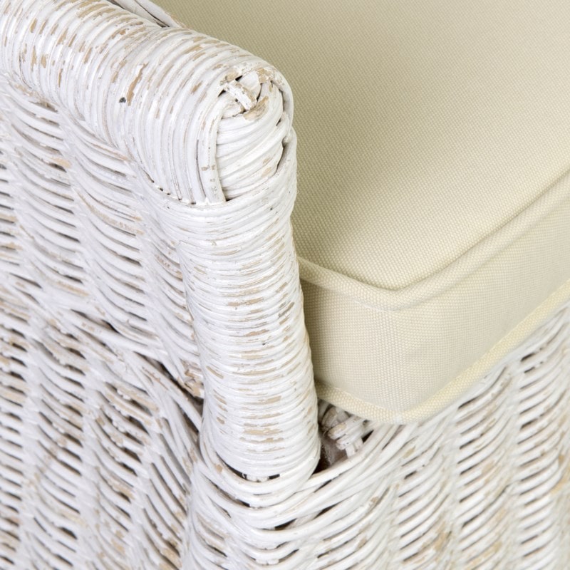 Daphnie Rattan Arm Chair-White Aged Finish by Jeffan | Armchairs | Modishstore - 2