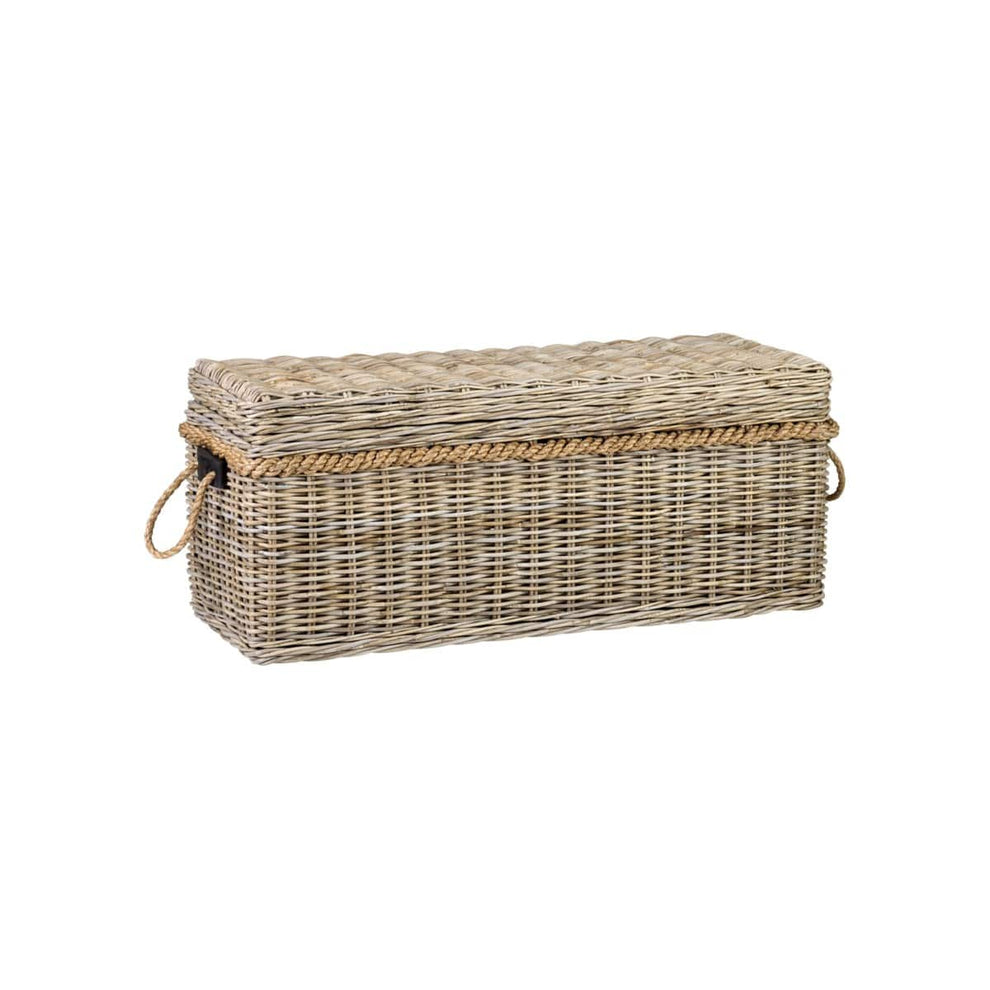 Sabrina Rattan Bench with Storage and 2 Square Stools by Jeffan | Bins, Baskets & Buckets | Modishstore - 2
