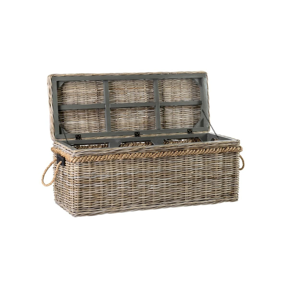 Sabrina Rattan Bench with Storage and 2 Square Stools by Jeffan | Bins, Baskets & Buckets | Modishstore - 3