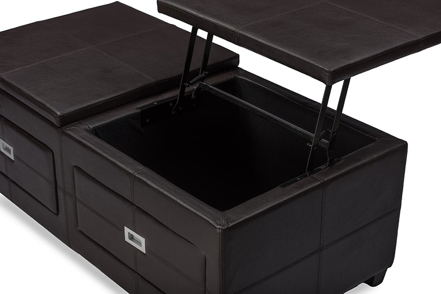 baxton studio indy modern and contemporary functional lift top cocktail ottoman table with storage drawers and tray | Modish Furniture Store-5