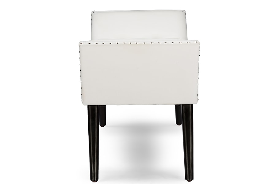 baxton studio tamblin modern and contemporary white faux leather upholstered large ottoman seating bench | Modish Furniture Store-4