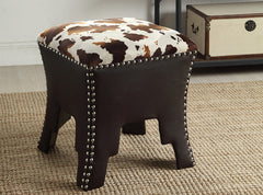 Baxton Studio Sally Modern Brown Faux Leather Accent Stool with Nail heads