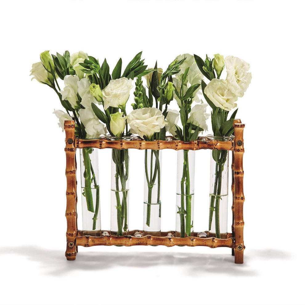 Natural Bamboo Vase Includes 5 Glass Tubes In One Set By Tozai Home | Vases | Modishstore - 1