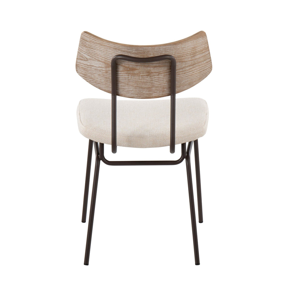 Walker Mid-Century Modern Chair in Brown Metal, Cream Noise Fabric, and White Washed Wood By LumiSource - Set of 2 | Dining Chairs | Modishstore - 7