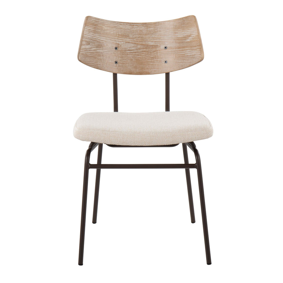 Walker Mid-Century Modern Chair in Brown Metal, Cream Noise Fabric, and White Washed Wood By LumiSource - Set of 2 | Dining Chairs | Modishstore - 2