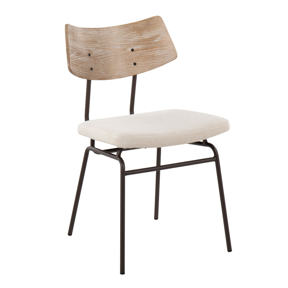 Walker Mid-Century Modern Chair in Brown Metal, Cream Noise Fabric, and White Washed Wood By LumiSource - Set of 2 | Dining Chairs | Modishstore - 4