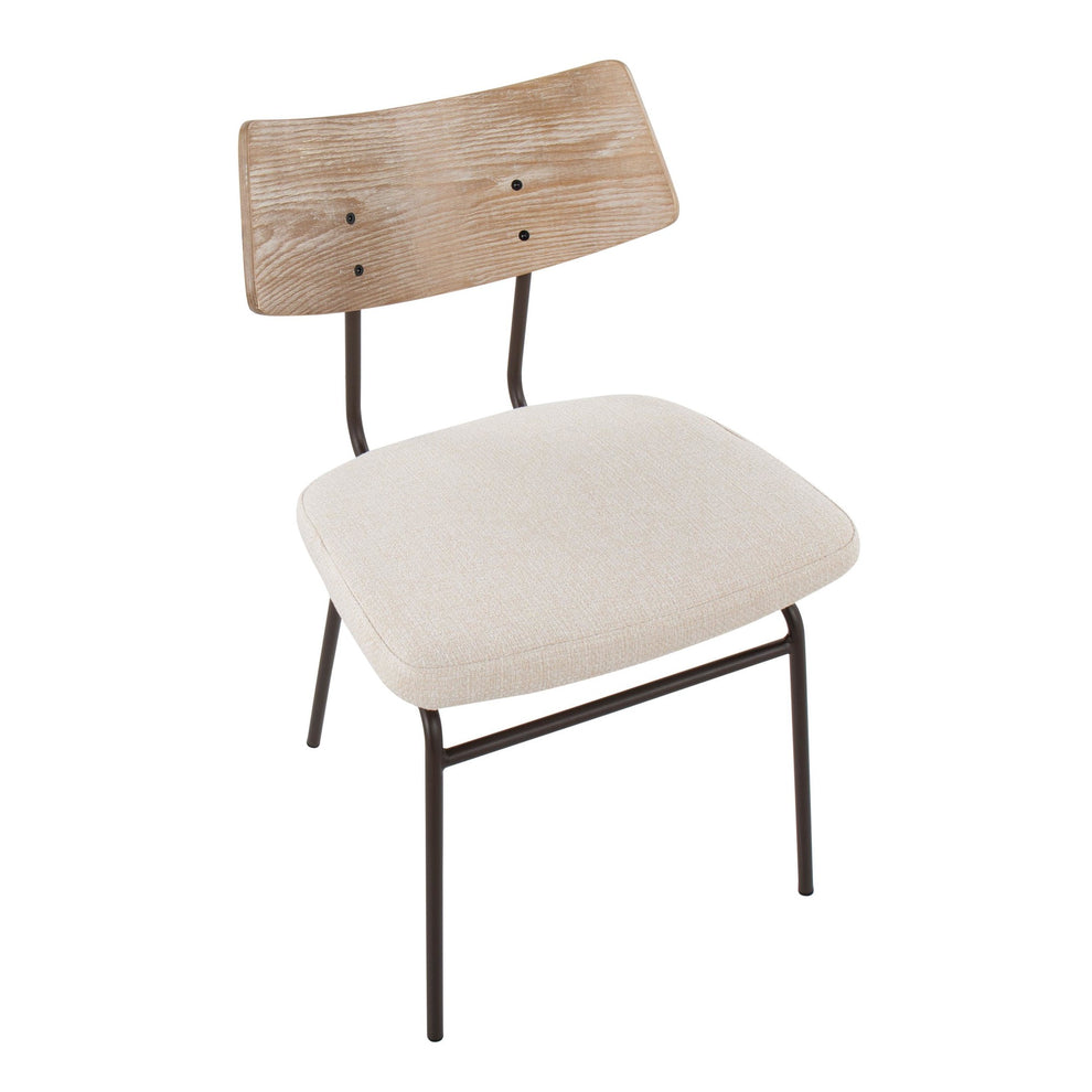 Walker Mid-Century Modern Chair in Brown Metal, Cream Noise Fabric, and White Washed Wood By LumiSource - Set of 2 | Dining Chairs | Modishstore - 3