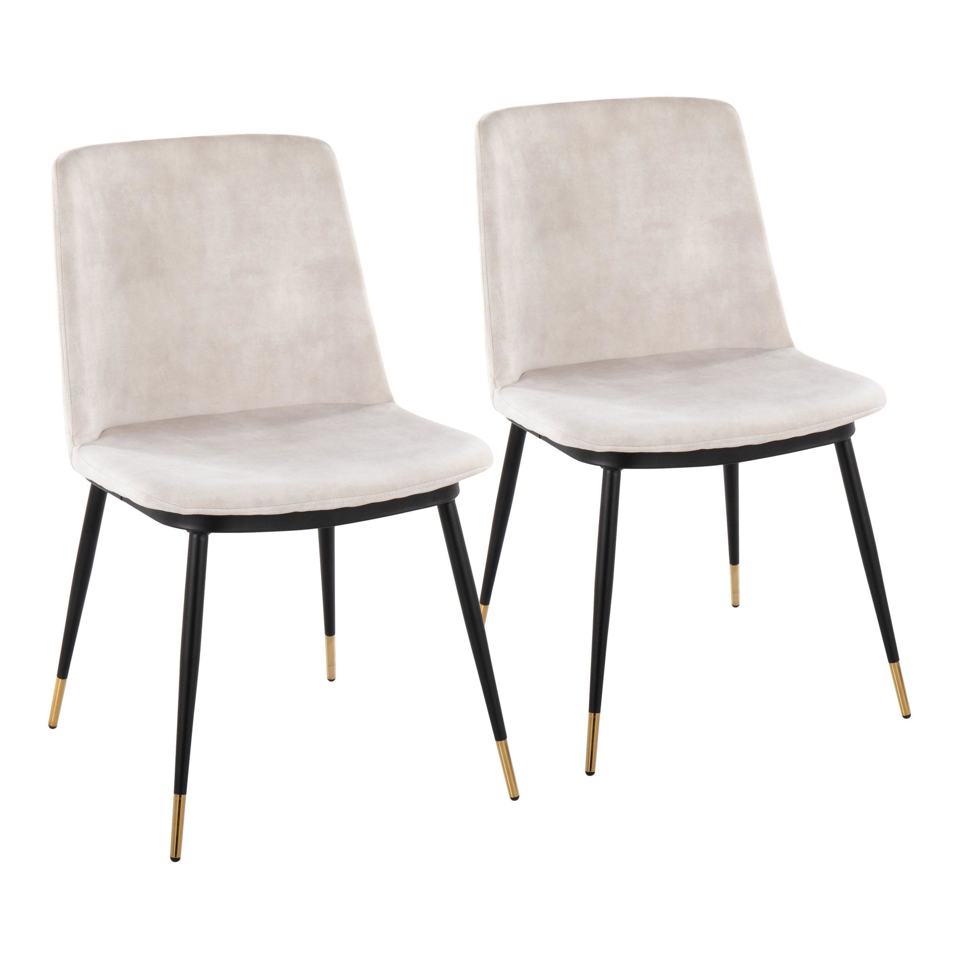 Wanda Contemporary Chair in Black Metal and Beige Velvet with Gold Metal Accents By LumiSource - Set of 2 | Accent Chairs | Modishstore