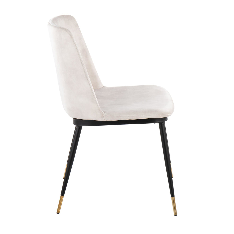 Wanda Contemporary Chair in Black Metal and Beige Velvet with Gold Metal Accents By LumiSource - Set of 2 | Accent Chairs | Modishstore - 6