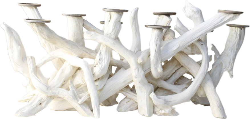 Driftwood 10 Candle Candelabra, Horizontal, White, Bleached by Artisan Living | Candelabra | Modishstore-3