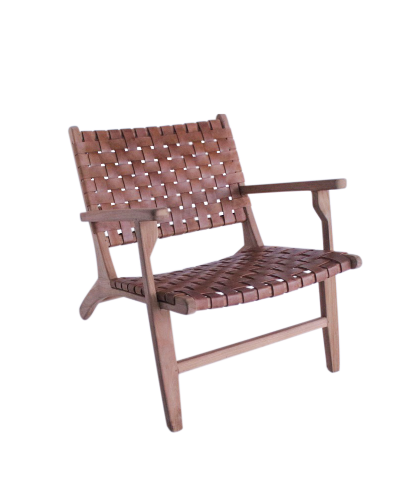 Oslo Leather & Teak Arm Chair-3