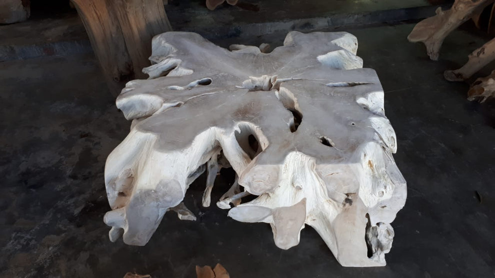 Custom Bleached Coffee Table- Teak wood Square- 1m x 1m x45 cm-5