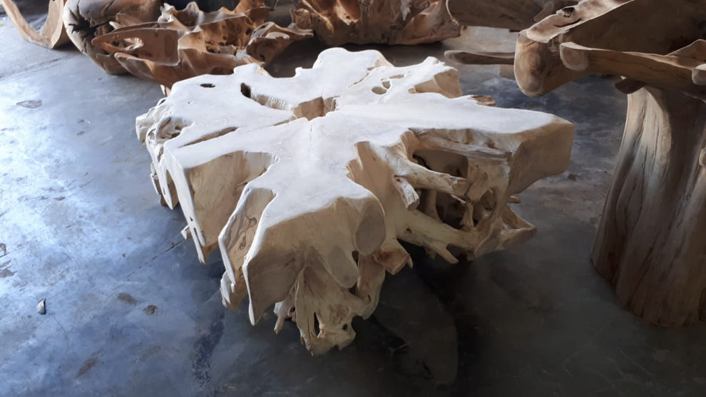 Custom Bleached Coffee Table- Teak wood Square- 1m x 1m x45 cm-6