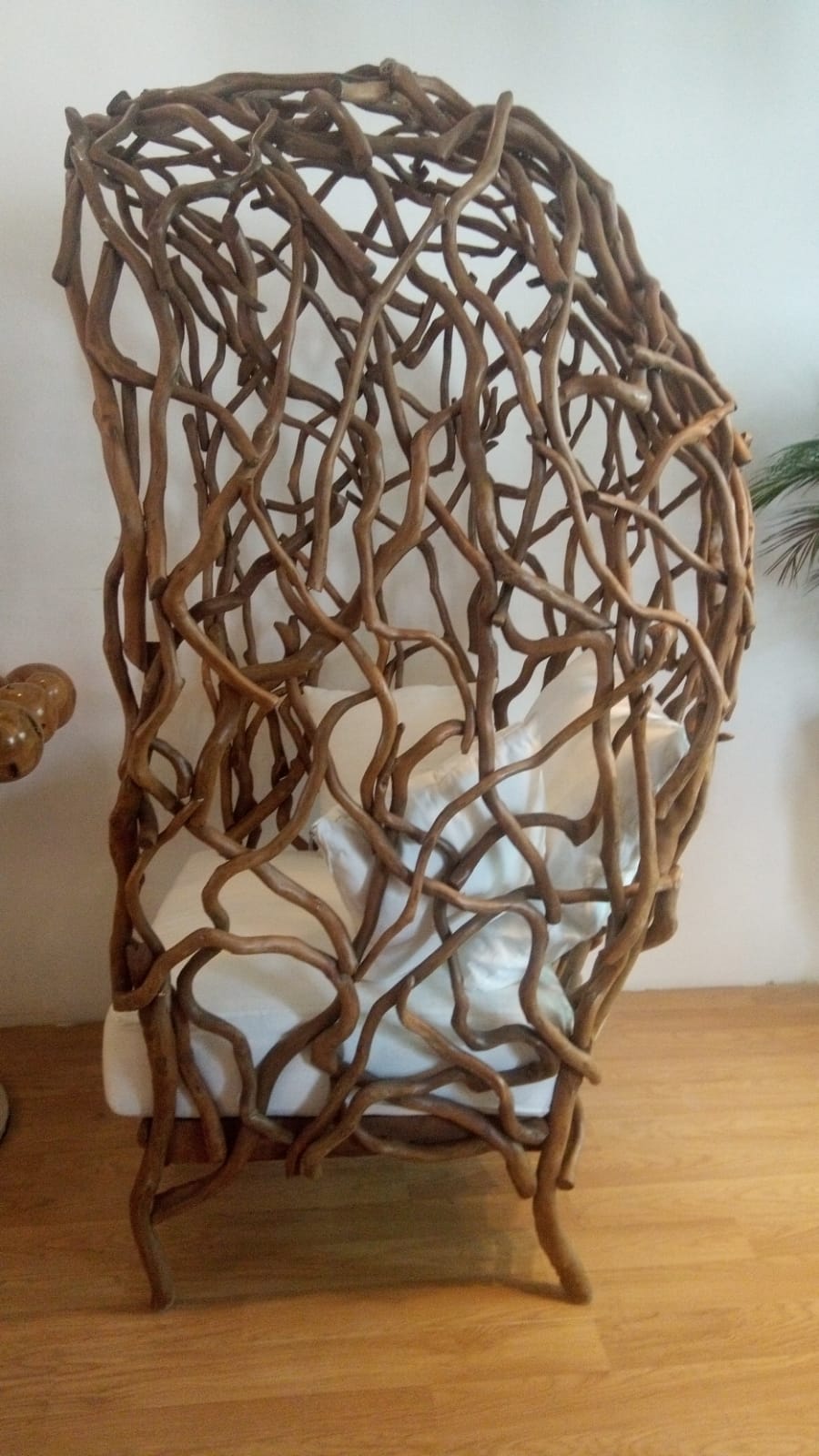 Canopy Upholstered Garden Chair- Natural  Driftwood- with Pillows-by Artisan Living | Outdoor Chairs | Modishstore-4
