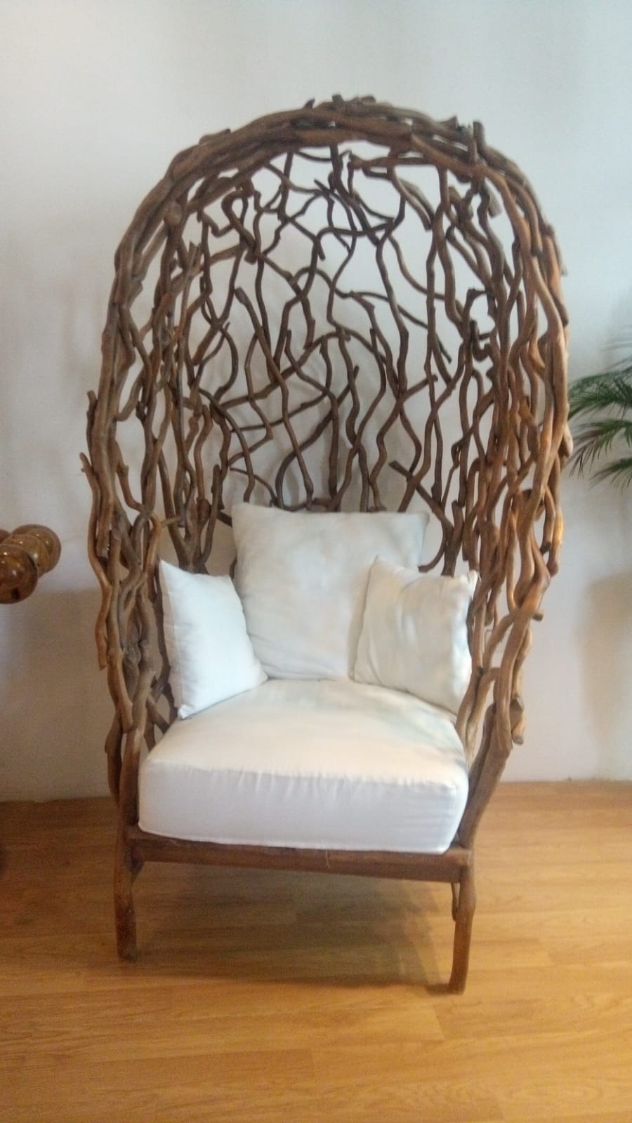 Canopy Upholstered Garden Chair- Natural  Driftwood- with Pillows-by Artisan Living | Outdoor Chairs | Modishstore-2