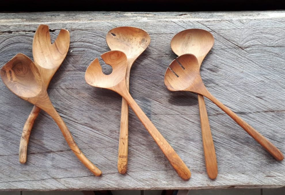 Sakura Teak Serving Spoon Collection : Set of 6   AL364 | Dinnerware | Modishstore-2
