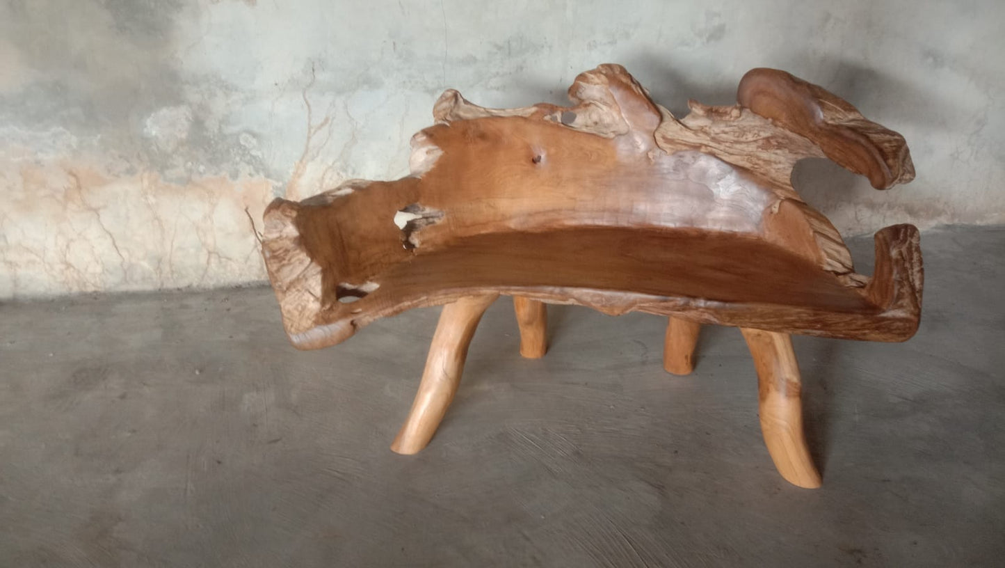 Habini Teak Root Live Edge Bench-ALF2002 | Outdoor Stools & Benches | Modishstore-4