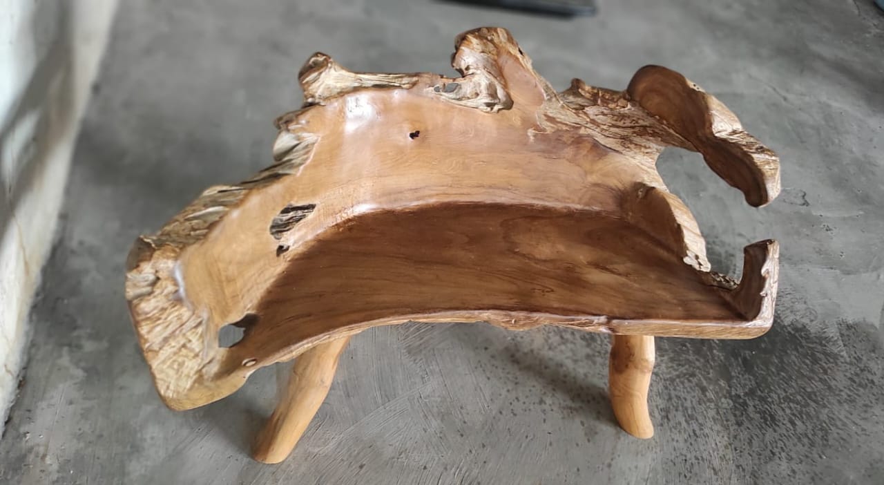 Habini Teak Root Live Edge Bench-ALF2002 | Outdoor Stools & Benches | Modishstore-3