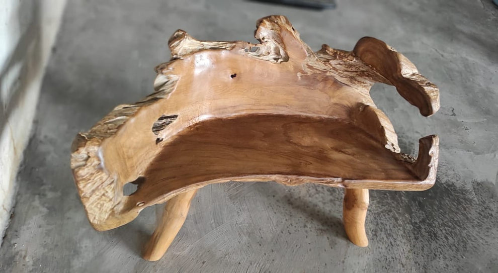 Habini Teak Root Live Edge Bench-ALF2002 | Outdoor Stools & Benches | Modishstore-3