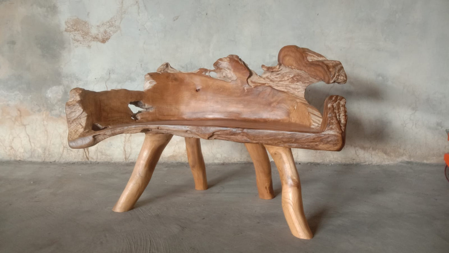 Habini Teak Root Live Edge Bench-ALF2002 | Outdoor Stools & Benches | Modishstore-2