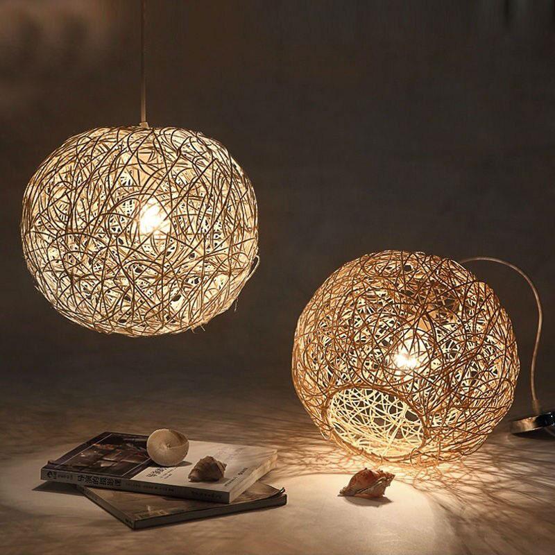 Wicker Rattan Ball Globe Sphere Pendant Light By Artisan Living | Pendant Lamps | SC-17072S | Modishstore