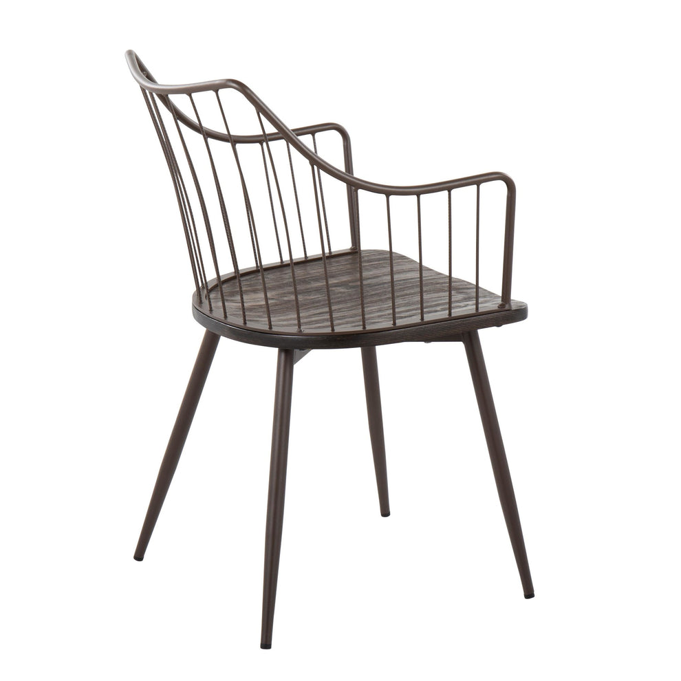 Winston Farmhouse Style Accent and Dining Chair in Brown Metal and Dark Walnut Wood By LumiSource | Dining Chairs | Modishstore - 5