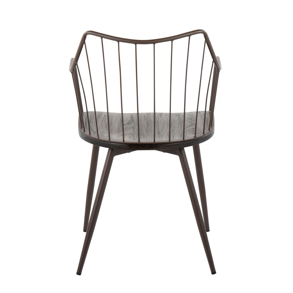 Winston Farmhouse Style Accent and Dining Chair in Brown Metal and Dark Walnut Wood By LumiSource | Dining Chairs | Modishstore - 6