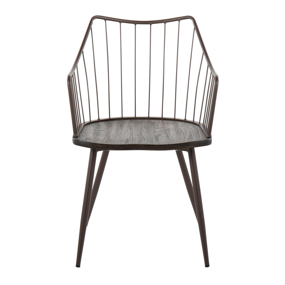 Winston Farmhouse Style Accent and Dining Chair in Brown Metal and Dark Walnut Wood By LumiSource | Dining Chairs | Modishstore - 7