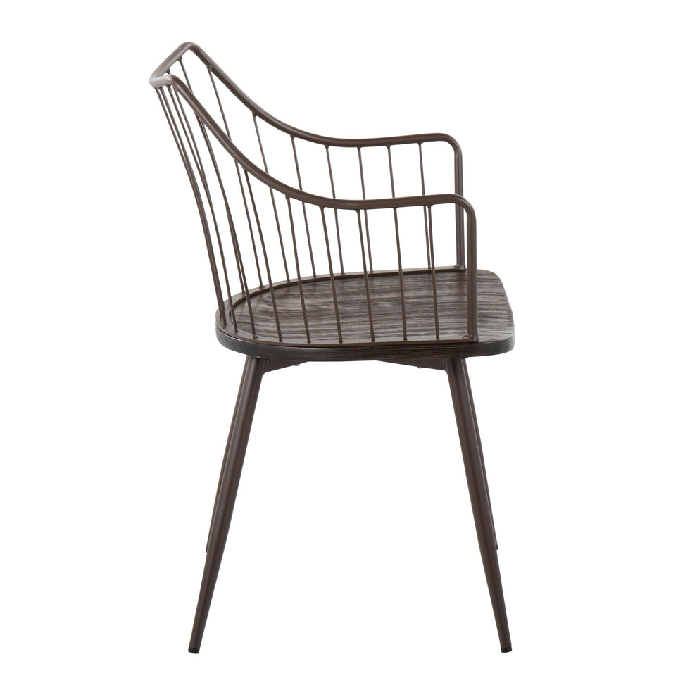 Winston Farmhouse Style Accent and Dining Chair in Brown Metal and Dark Walnut Wood By LumiSource | Dining Chairs | Modishstore - 4