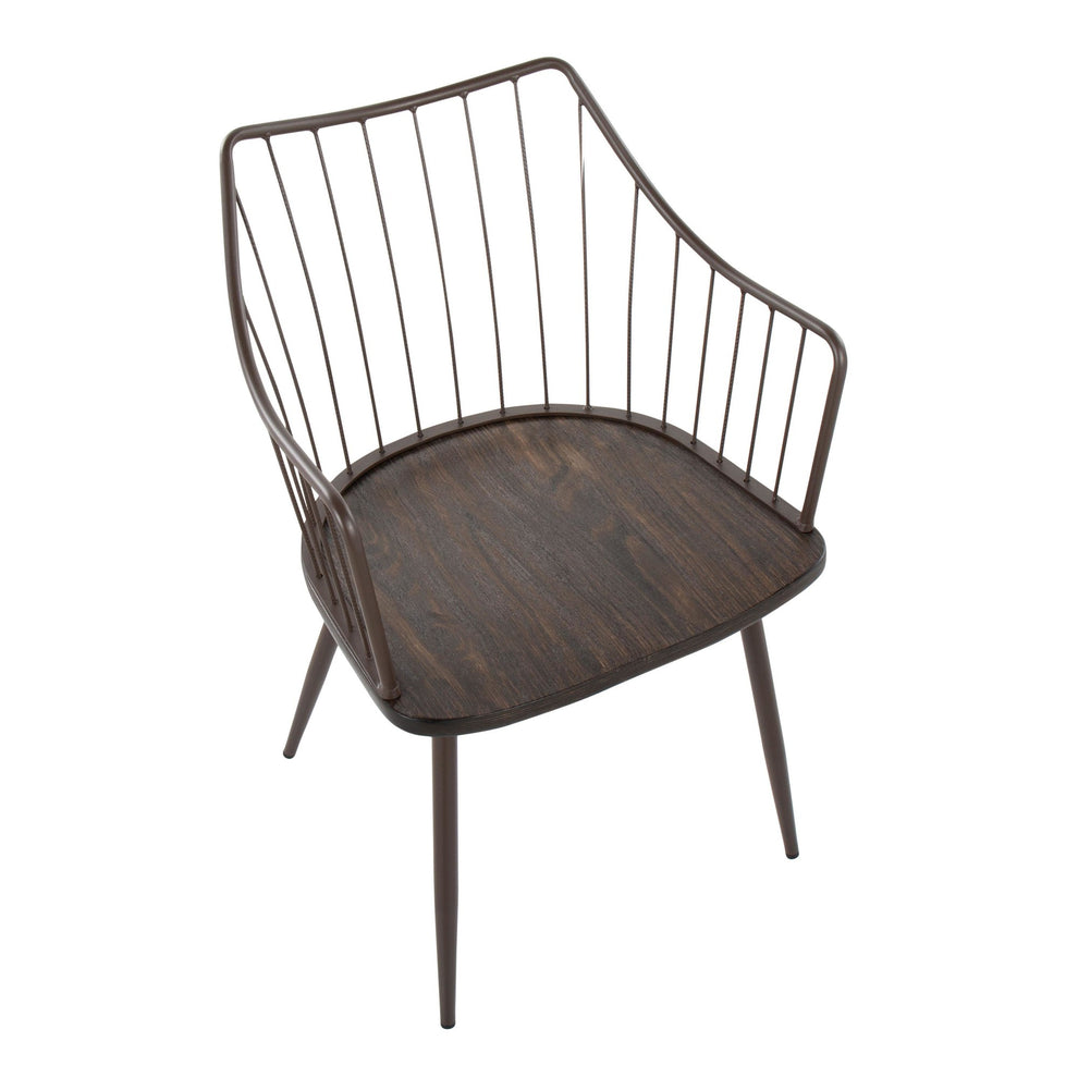 Winston Farmhouse Style Accent and Dining Chair in Brown Metal and Dark Walnut Wood By LumiSource | Dining Chairs | Modishstore - 2
