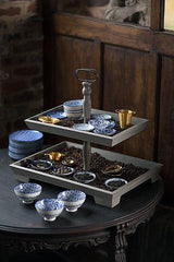 Wood Rectangle 2 Tier Tray