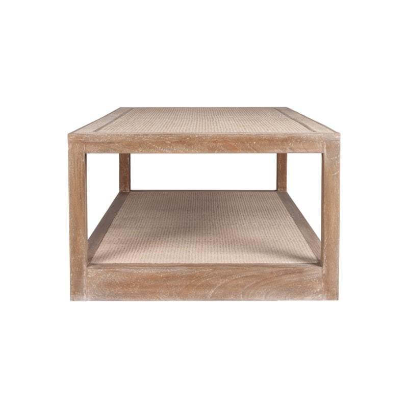 Wythe Bayur Wood Coffee Table with Woven Rattan Inset Brown and Tan by Jeffan | Coffee Tables | Modishstore - 4