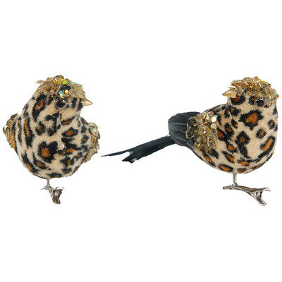 A&B Home Clipped Leopard Bird Ornament - 2 Pc/Box - Set of 4 | Holiday | Modishstore