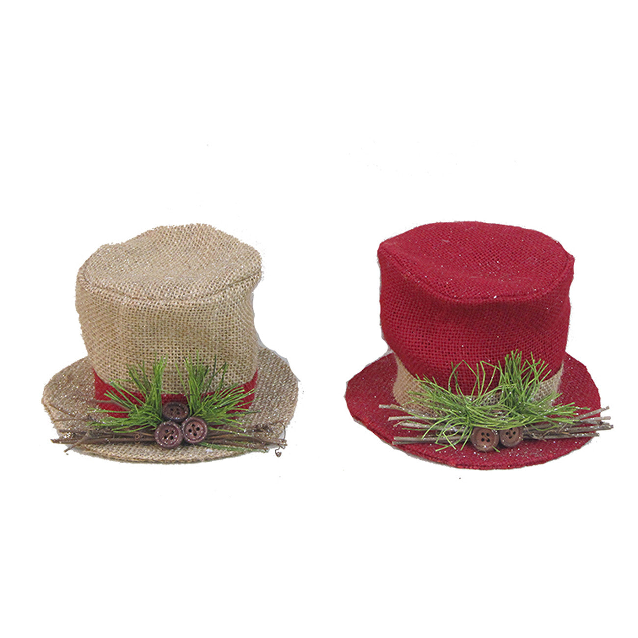 A&B Home Burlap Hat Christmas Ornaments -2Pc/Box - Set Of 6 | Holiday | Modishstore