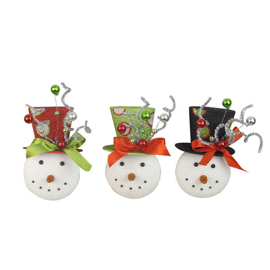 A&B Home Snowman Head Christmas Ornaments - 3 Asst Pc/Box - Set Of 6 | Holiday | Modishstore