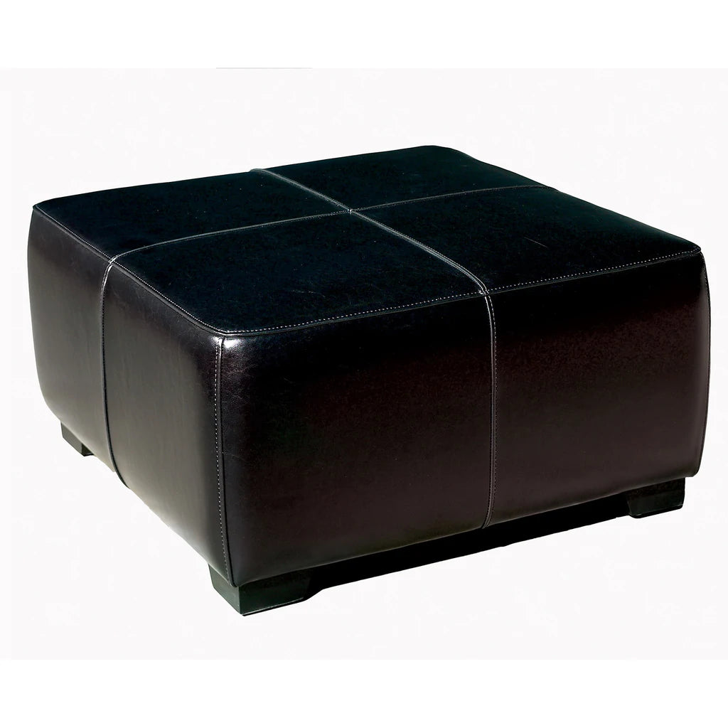 Baxton Studio Black Faux Leather Square Ottoman Footstool | Ottomans | Modishstore - 2