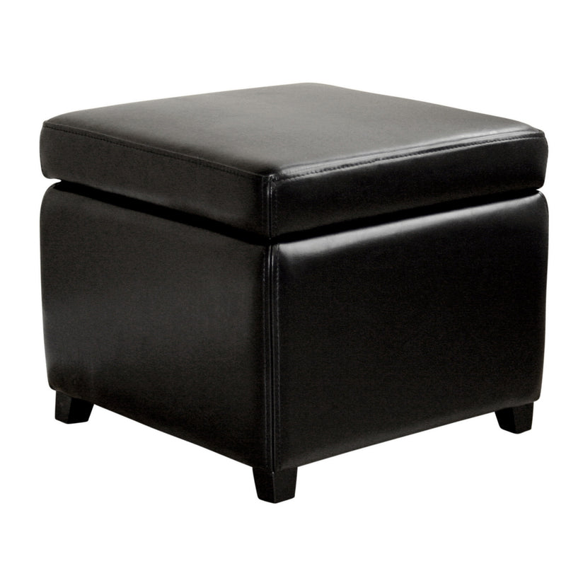 Baxton Studio Dark Brown Faux Leather Small Storage Cube Ottoman | Ottomans | Modishstore - 2