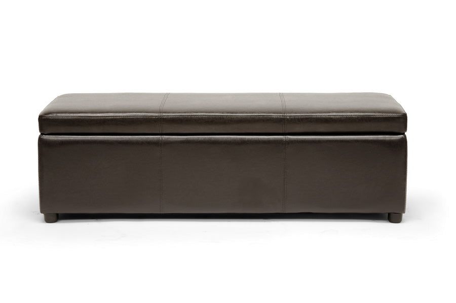 baxton studio dennehy dark brown modern ottoman | Modish Furniture Store-2