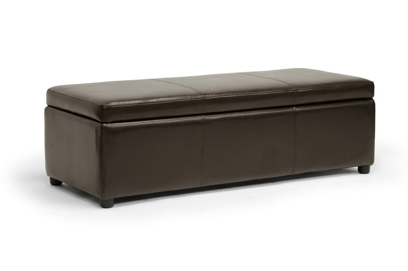 Baxton Studio Dennehy Dark Brown Modern Ottoman | Modishstore | Ottomans