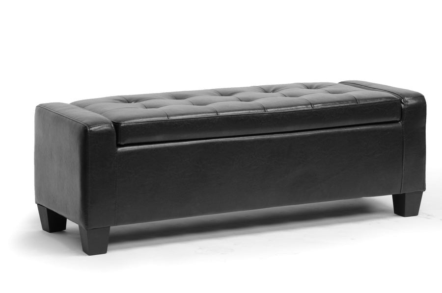 Baxton Studio Manchester Black Ottoman | Modishstore | Ottomans