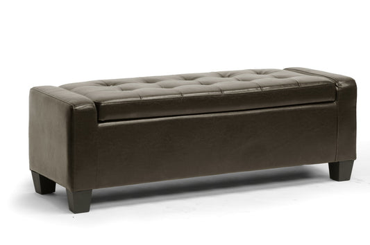 Baxton Studio Manchester Dark Brown Ottoman | Modishstore | Ottomans