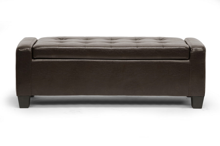 baxton studio manchester dark brown ottoman | Modish Furniture Store-2